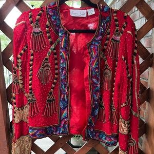 Vintage red beaded jacket
